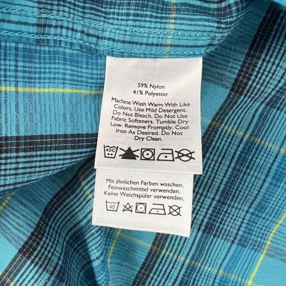 Eddie Bauer Mens Large Tall Blue Green Plaid Button Down Shirt Hiking Fishing - Picture 3 of 4